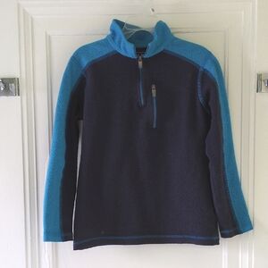 L.L.Bean Quarter Zip Color Block Lightweight Fleece Blue